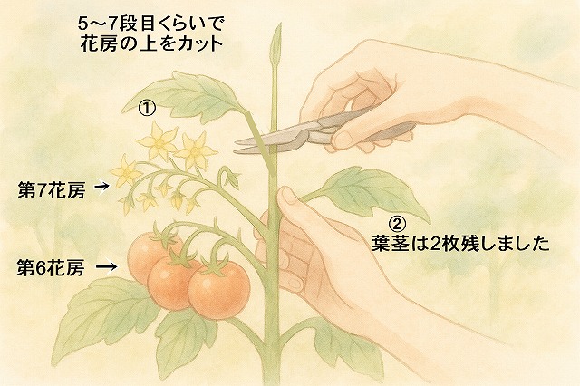 ミニトマトの摘心位置