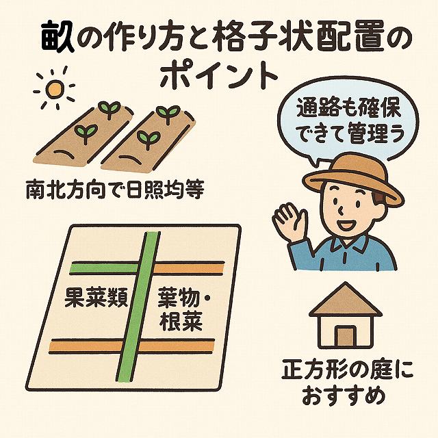 畝(うね)を縦横で交差させる
