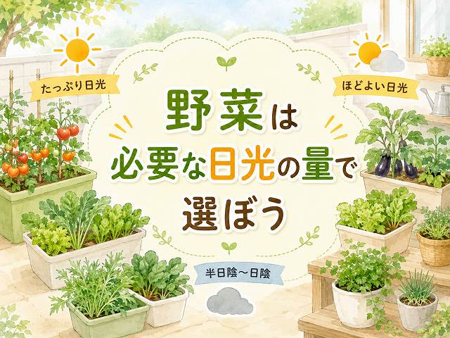 野菜は必要な日光の量で選ぼう
